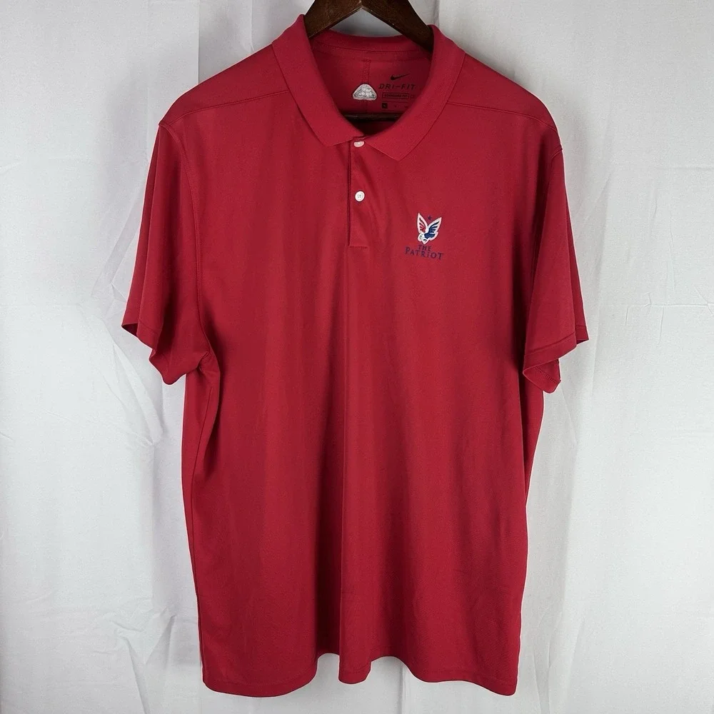 Nike Dri Fit Polo Shirt Men's XL Red Golf The Patriot Folds of‎ Honor *Flaw